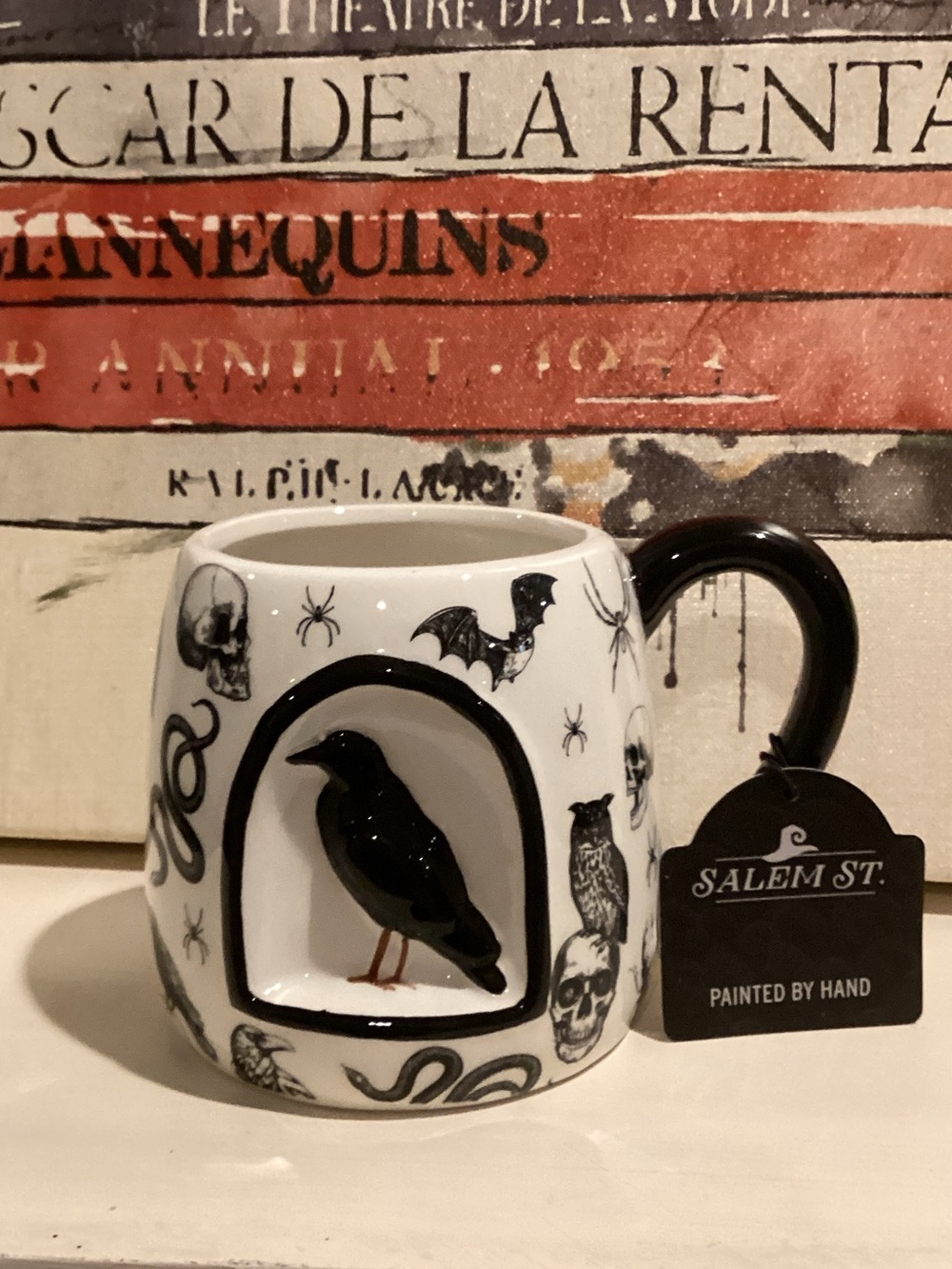 Salem St. Hand-Painted Halloween Raven Mug